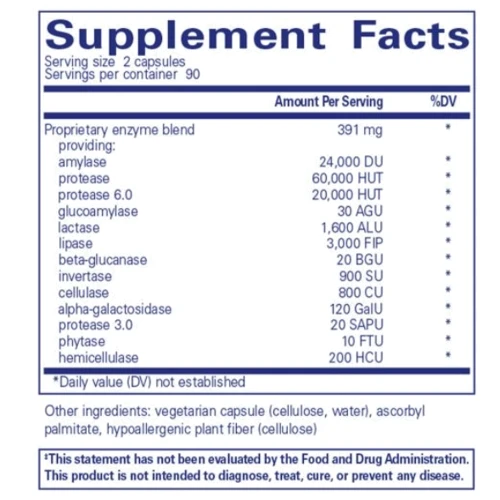Pure Encapsulations Digestive Enzymes Ultra Пищеварительные ферменты 180 капсул: Тип Пищеварительные ферменты