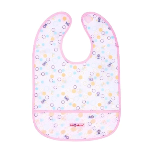 Слюнявчик Akuku клеёнчатый с липучкой A0183 pink