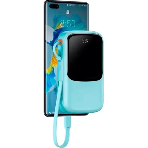 Внешний аккумулятор Baseus Power Bank 10000mAh Qpow Digital Display with Cable USB-C 15W Blue (PPQD050003): Встроенный кабель USB Type-C