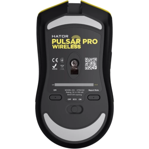 Мышь HATOR Pulsar 2 PRO Wireless Yellow (HTM-532): Максимальное разрешение сенсора, dpi 16000