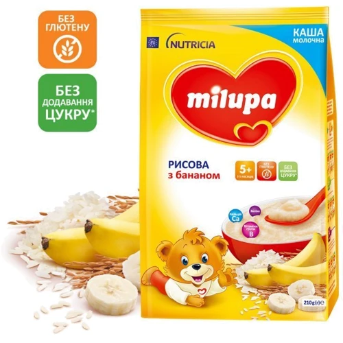 Milupa каша молочная 210 г рисовая с бананом от 5 мес.: Вкус Банан