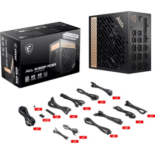 Блок питания MSI 1300W (MEG AI1300P PCIE5): Вентилятор нижней стенки 120 мм