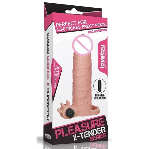 Насадка на член LoveToy Pleasure X-Tender Vibrating Series Flesh Add 2"