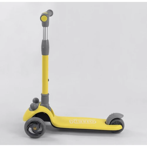 Самокат триколісний Best Scooter складаний алюмінієвий кермо, 3 колеса PU зі світлом Yellow / Grey (102028): Конструкція рами складна