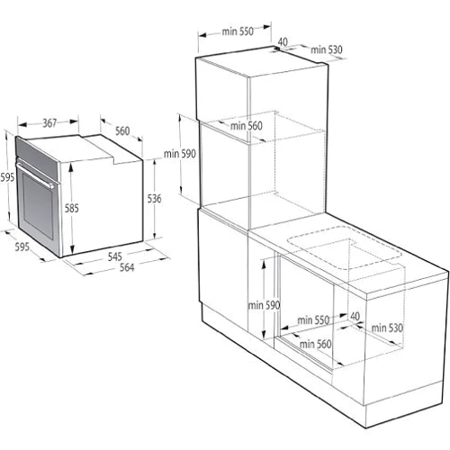 Духовой шкаф электрический Gorenje BOS67371SYB: Размеры 59.5 x 59.5 x 56.4 см