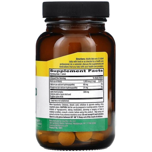 Country Life Active Lipoic Acid 300 mg Липоевая кислота 60 таблеток: Вид Неферментные