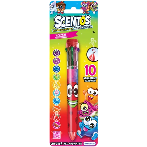 Многоцветная ароматная шариковая ручка Scentos Волшебное настроение W3 10 цветов, красная и синяя в ассорт. (11779-2)
