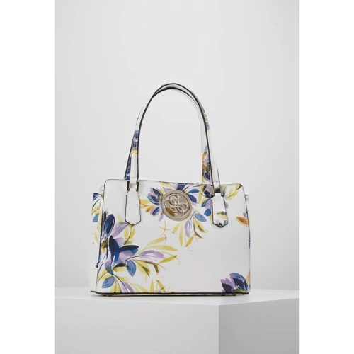 Женская сумка тоут Guess Open Road Luxury Satchel белая (HWEF7186100-WHF Белая в цветок