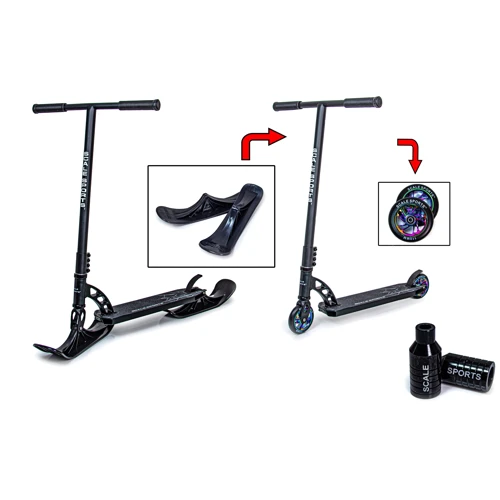 Самокат трюковий - снігокат 2in1 Scale Sports Speed Drive. Black (колеса + лижі) 752691665: Кількість коліс 2