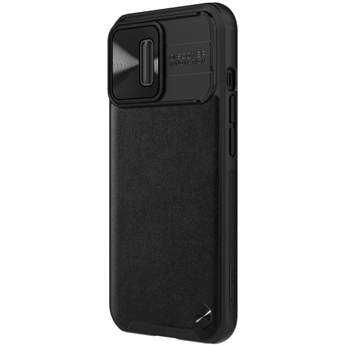 Чехол для iPhone Nillkin Leather Case Camshield Black for iPhone 13 Pro: Материалы искусственная кожа