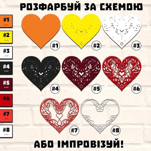 Дерев'яна картина-розмальовка Wortex Woods Квіткове серце 3 32x30 (3DP30027)