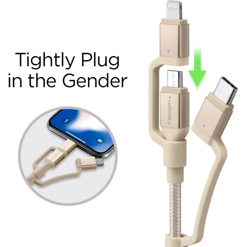 Кабель Spigen USB Cable to Lightning/microUSB/USB-C Essential C10i3 1.5m Gold (000CB23018): Длина 1.5 м
