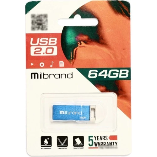 USB-флешка Mibrand 64GB Сhameleon Blue USB 2.0 (MI2.0/CH64U6U): Объем памяти 64 GB