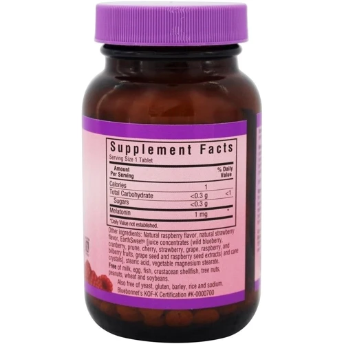 Bluebonnet Nutrition Melatonin, 1 mg, Natural Raspberry Flavor, 60 Chewable Tablets (BLB0990): Производитель Bluebonnet Nutrition
