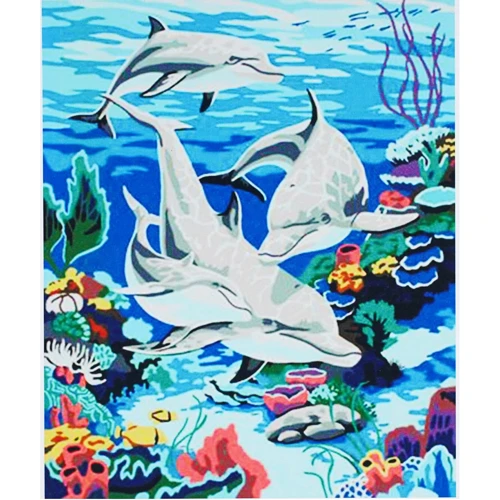 Картина по номерам с алмазной мозаикой TK Group Дельфины 40x50 см (B 78666)