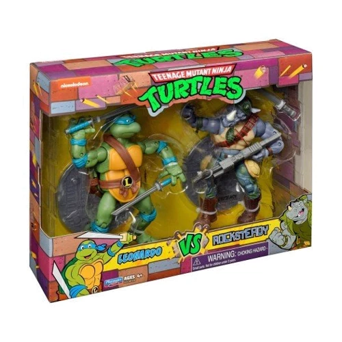 Набір фігурок TMNT серії Черепашки-ніндзя класичні - Леонардо проти Рокстеді (34 точки артикуляції: Серія Черепашки Ниндзя