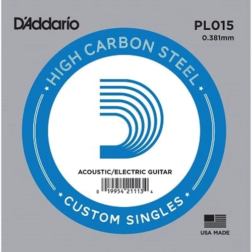 Струна для гітар Струна D`ADDARIO PL015 Plain Steel 015