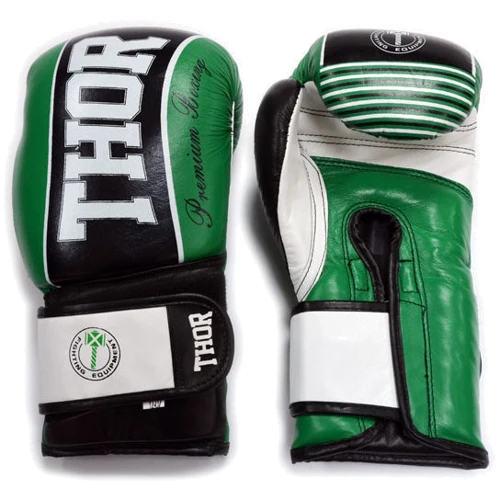 Перчатки боксерские THOR THUNDER 14oz /Кожа /зеленые фото 3