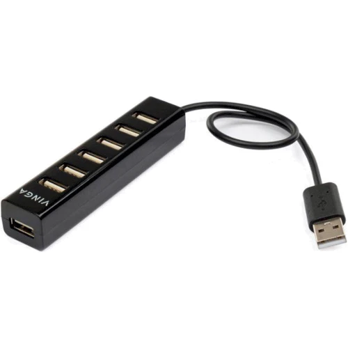Адаптер Vinga Adapter USB to 7xUSB2.0 Black (VHA2A7): Колір черный