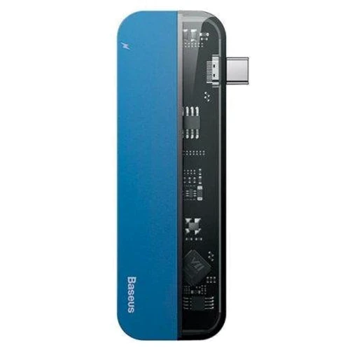 Адаптер Baseus Adapter USB-C to 2xUSB-C + 2xUSB + HDMI Blue (CAHUB-TD03)