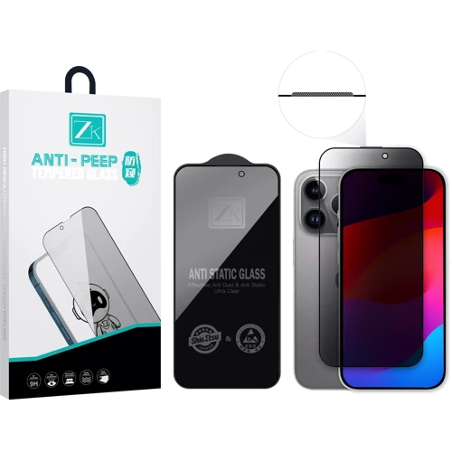 Захисне скло для iPhone ZK Premium Tempered Glass Full Screen Anti Peep Black для iPhone 15 Plus