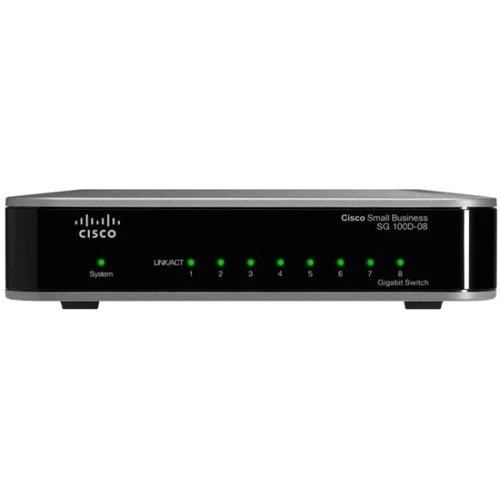 Сетевой коммутатор Cisco SB SG100D-08: Порты только Gigabit Ethernet (10/100/1000)