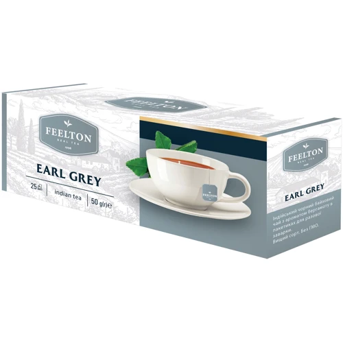 Чай Feelton черный Earl Grey с ароматом бергамота 25х2 г (8908012648024)