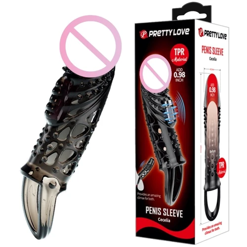 Удлиняющая насадка с вибростимуляцией BAILE PRETTY LOVE - PENIS SLEEVE Cecelia, BI-026242-1