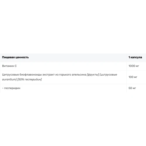 Trec Nutrition Vit.C Ultra Bioflav Витамин C с биофлавоноидами 100 капсул: Тип Витамин C