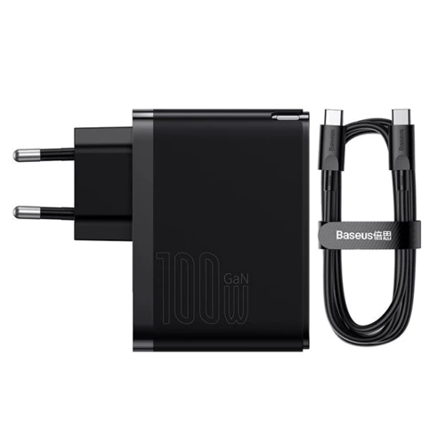 Зарядное устройство Baseus Wall Charger GaN5 Pro USB+USB-C 100W Black with USB-C Сable (CCGP090201) фото 6