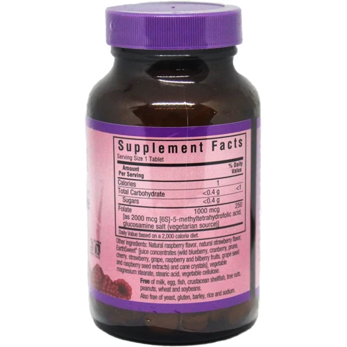 Bluebonnet Nutrition Methylfolate 1000 mcg, Natural Raspberry Flavor, 90 Chewable Tablets (BLB0455): Тип вітамін B