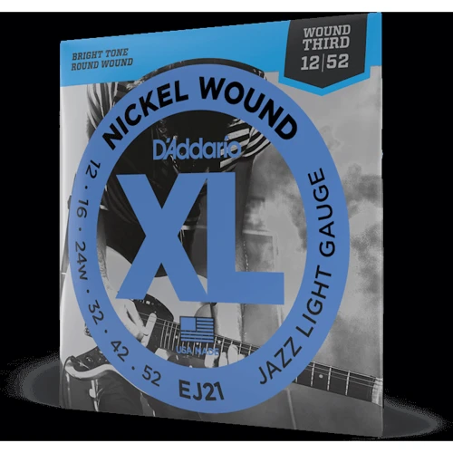 Струна для гитар Струны для электрогитар D'ADDARIO EJ21 XL NICKEL WOUND JAZZ LIGHT (12-52): Тип Комплект струн