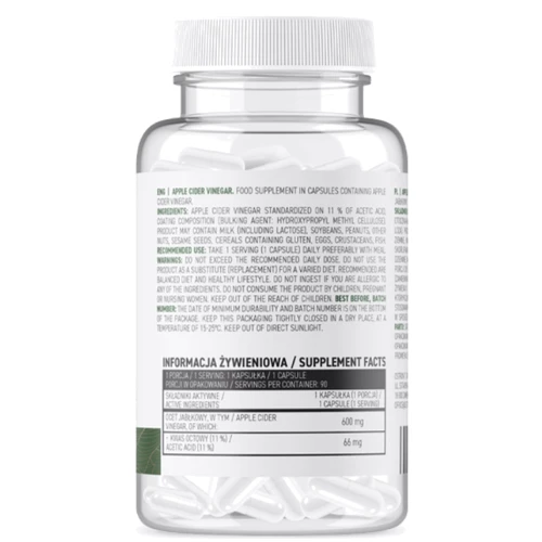 Специальный продукт Яблочный уксус OstroVit Apple Cider Vinegar VEGE 90 caps / 90 servings: Пол Унисекс