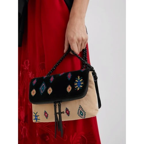 Женская сумка через плечо Desigual черная (8445110229347): Тип ручки Со съемным ремнем, Плечевой ремень, Без ручки