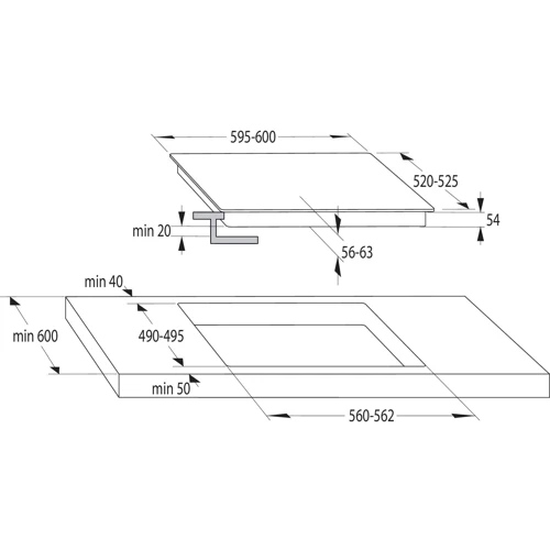 Варочная поверхность Gorenje IT643BSC7: Расположение панели фронтальное