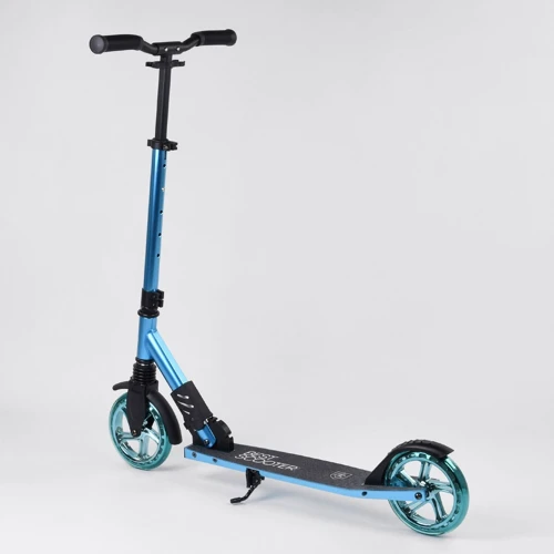 Самокат алюмінієвий Best Scooter колеса PU, 1 амортизатор передній, анодирувана фарбування Blue / Black (99635): Матеріал коліс поліуретан