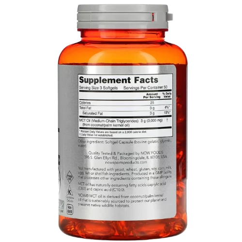 NOW Foods MCT Oil 1000 mg 150 soft gel Масло МСТ: Производитель NOW Foods