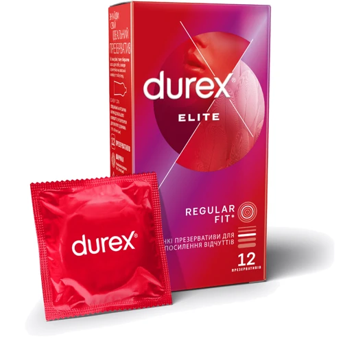 Презервативы латексные со смазкой Durex №12 Elite тонкие с дополнительной смазкой