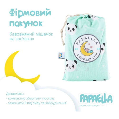 Комплект постельного белья Papaella Панда для младенцев, мята (8-33346) фото 5