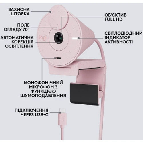 Logitech Brio 300 FHD Rose (960-001448) фото 5