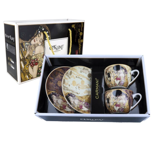 Подарунковий набір Carmani 2 чашки + 2 блюдця Г. Клімт Поцілунок 250 ml (532-7403)