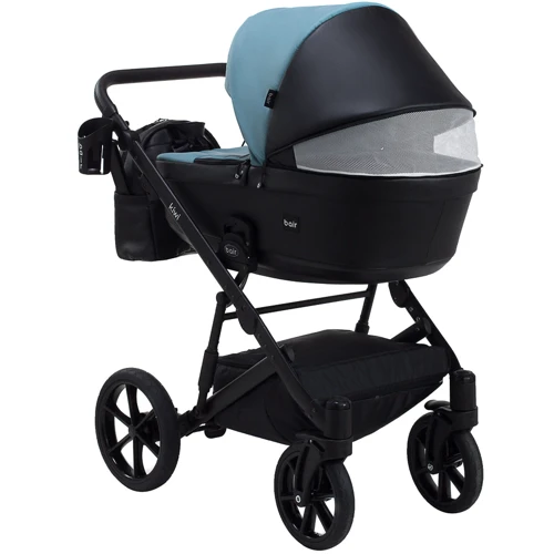 Коляска 2 в 1 Bair Kiwi шкіра 100% BK-7/15 блакитний - чорний: Матеріал коліс резина