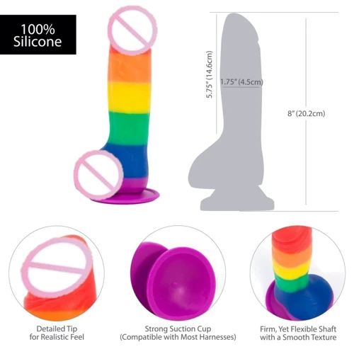 Райдужний фалоімітатор ADDICTION - JUSTIN - 8 "- RAINBOW