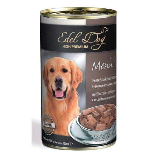 Вологий корм Edel Dog для собак з індичкою і печінкою 1.2 kg (4003024178027)