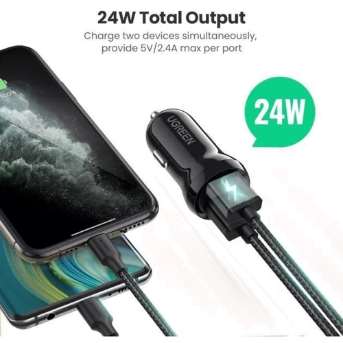Зарядний пристрій Ugreen Car Charger 2хUSB ED018 24W Black (50875): Особливості Быстрая зарядка