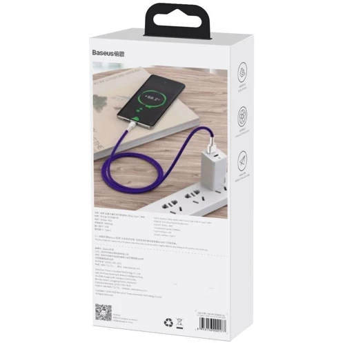 Кабель Baseus USB Cable to USB-C Cafule Metal 40W 1m Purple (CATJK-A05) фото 12