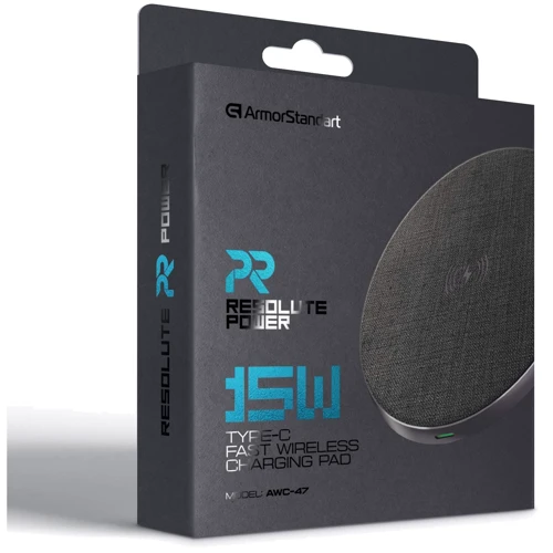 Зарядний пристрій ArmorStandart Wireless Charger Resolute Power AWC-47 Round 15W Black (ARM73179): Кабель в комплекті USB-C