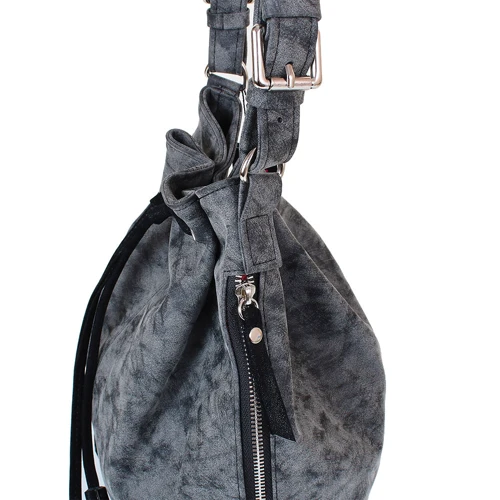 Женская сумка бакет-бэг Laskara серая (LK10194-black): Фактура Матовая, Гладкая