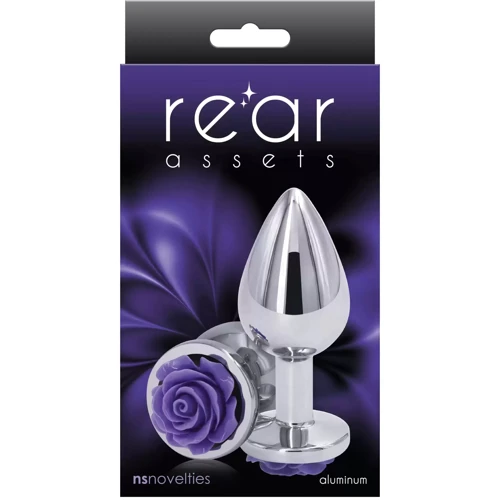 Анальная пробка Ns Novelties - Rose Buttplug S (серебристая с фиолетовым)