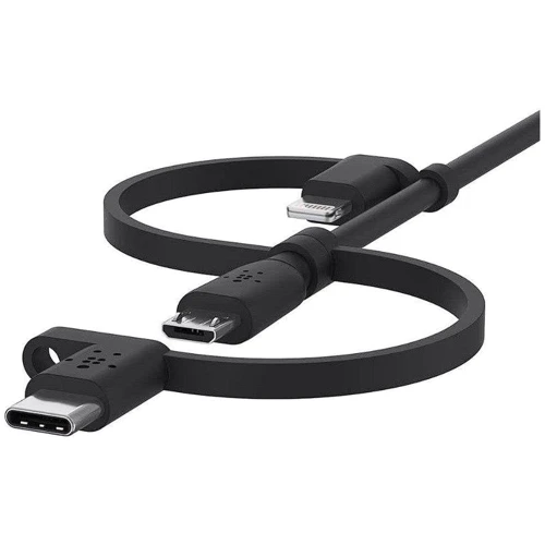 Кабель Belkin USB Cable to Micro USB/Lightning/Type-C Boost Charge 1м Black (CAC001bt1MBK): Тип USB Cable - Lightning/microUSB/USB-C
